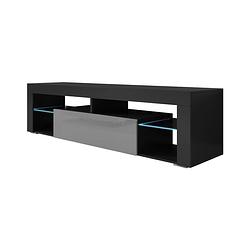 Foto van Meubella tv-meubel fancy - grijs - zwart - 140 cm - met led