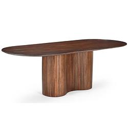 Foto van Giga meubel eettafel ovaal - donkerbruin - 200cm - hout - eettafel ava