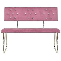 Foto van The living store bankje velvet - roze - 110 x 53 x 82.5 cm - kristal - metaal