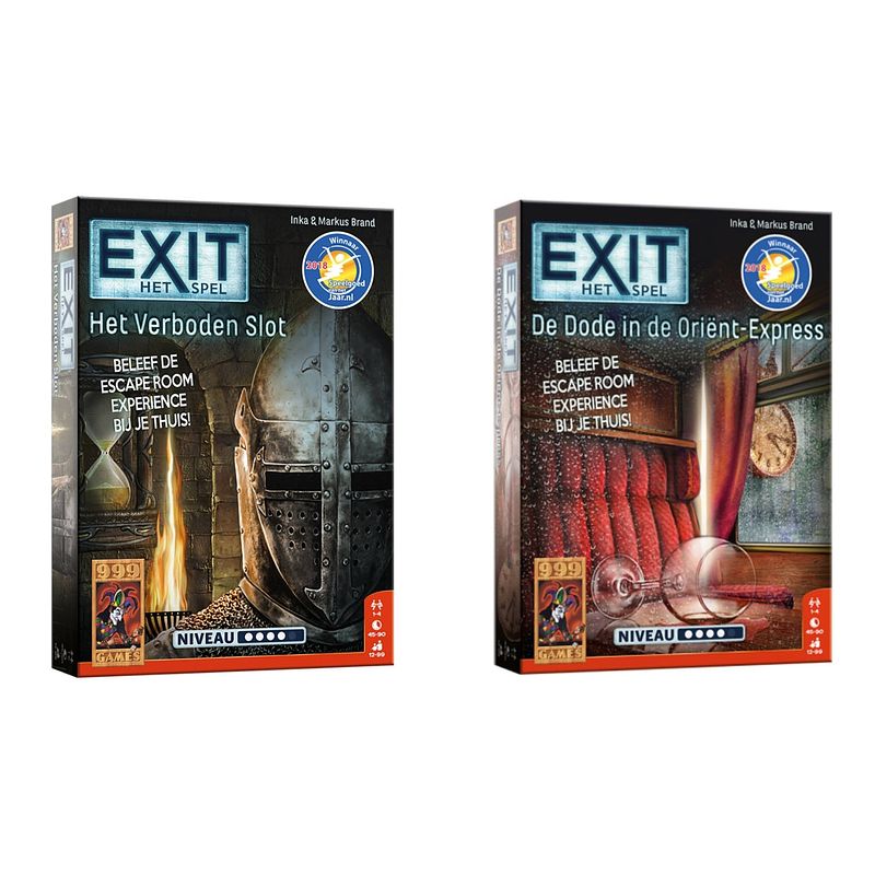 Foto van Spellenbundel - 2 stuks - bordspel - exit - het verboden slot & de dode in de orient express