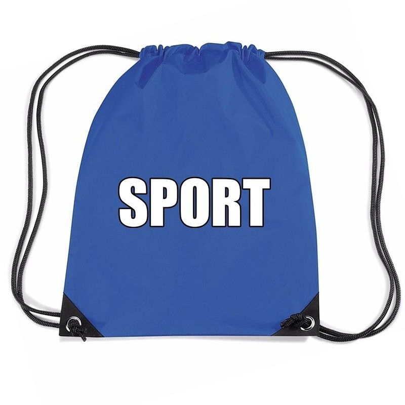 Foto van Blauw sport rugtasje/ gymtasje kinderen - gymtasje - zwemtasje