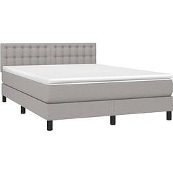 Foto van The living store boxspring - led - lichtgrijs - 193x144x78/88 cm - pocketvering matras