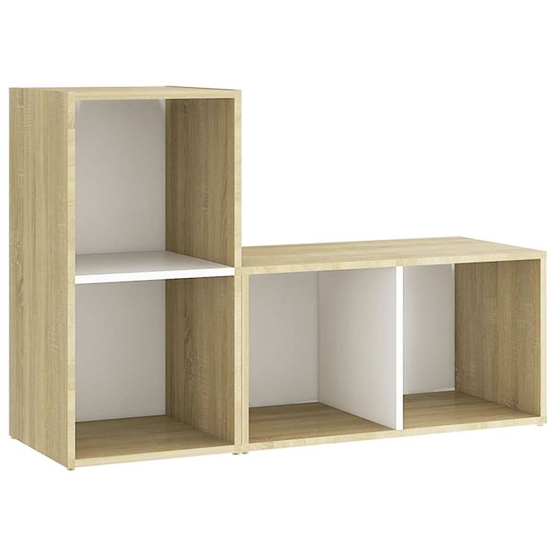 Foto van The living store tv-meubel - klassiek design - 72 x 35 x 36.5 cm - wit/sonoma eiken