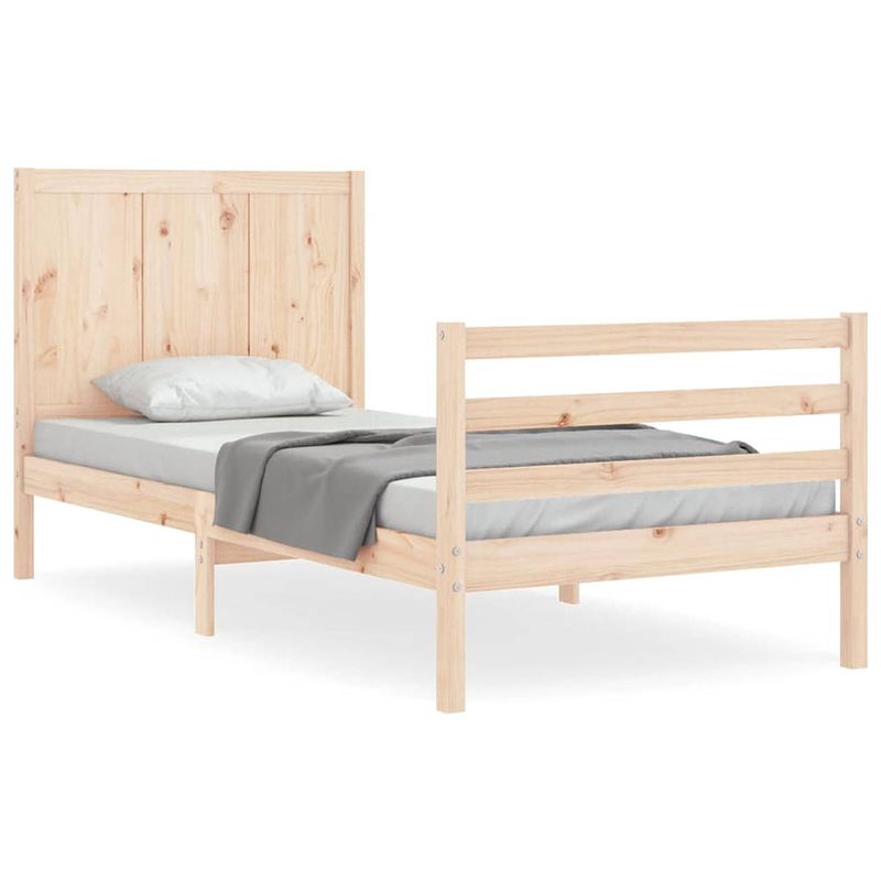 Foto van The living store bedframe grenenhout - massief - 205.5x95.5x100 cm - multiplex lattenbodem