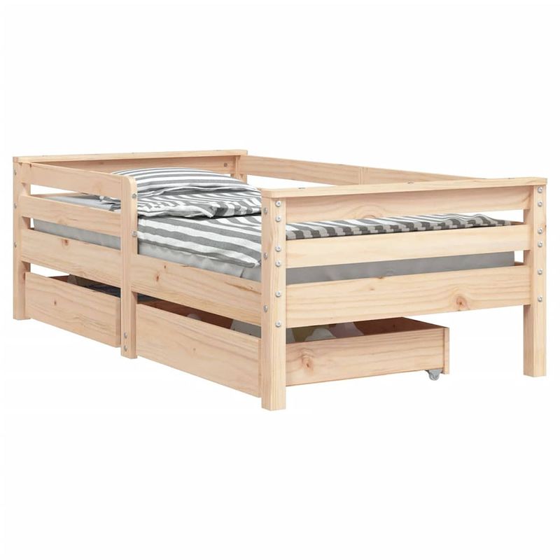 Foto van Vidaxl kinderbedframe met lades 70x140 cm massief grenenhout