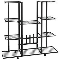 Foto van Vidaxl bloemenstandaard met wielen 94,5x24,5x91,5 cm ijzer zwart