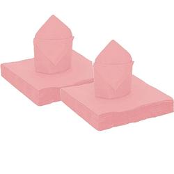 Foto van 100x stuks feest servetten roze - 40 x 40 cm - papier - feestservetten