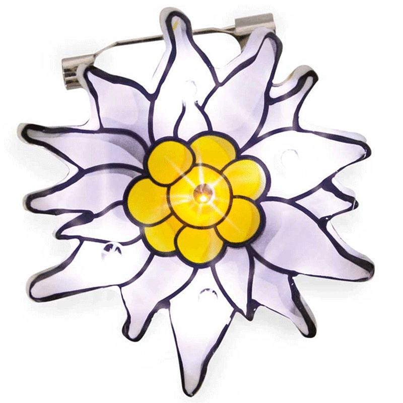 Foto van Oktoberfest tiroler broche met een edelweiss bloem - verkleedsieraden