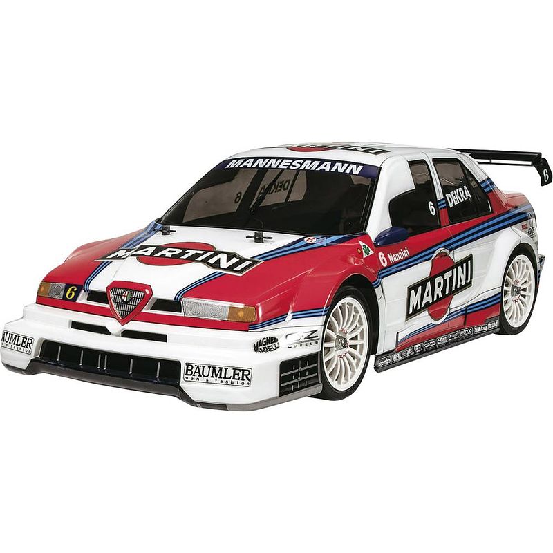 Foto van Tamiya tt-02 alfa romeo 155 martini brushed 1:10 rc auto elektro straatmodel 4wd bouwpakket