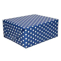 Foto van 2x inpakpapier/cadeaupapier blauw met stippen 200 x 70 cm rollen - cadeaupapier