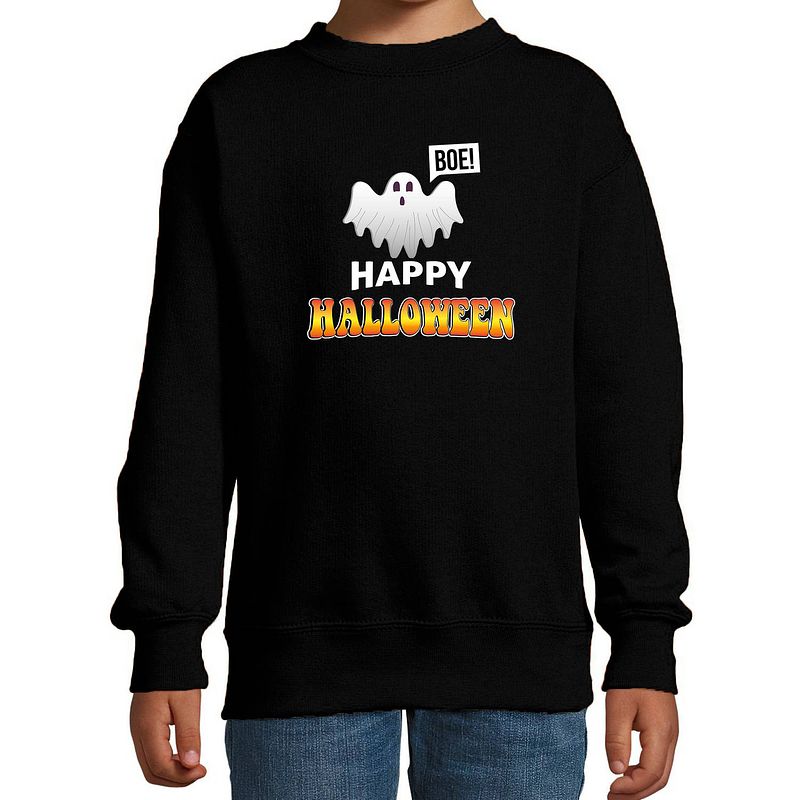 Foto van Halloween spook / happy halloween horror trui zwart voor kinderen - verkleed sweater / kostuum 7-8 jaar (122/128) - fees