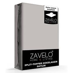 Foto van Zavelo splittopper hoeslaken satijn grijs-lits-jumeaux (180x200 cm)