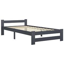 Foto van The living store bedframe - massief grenenhout - 204 x 97 x 55 cm - donkergrijs