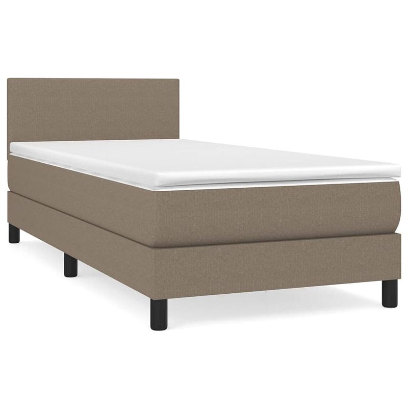 Foto van The living store boxspringbed - bed - 203x80x78/88 cm - taupe - inclusief matras en topmatras