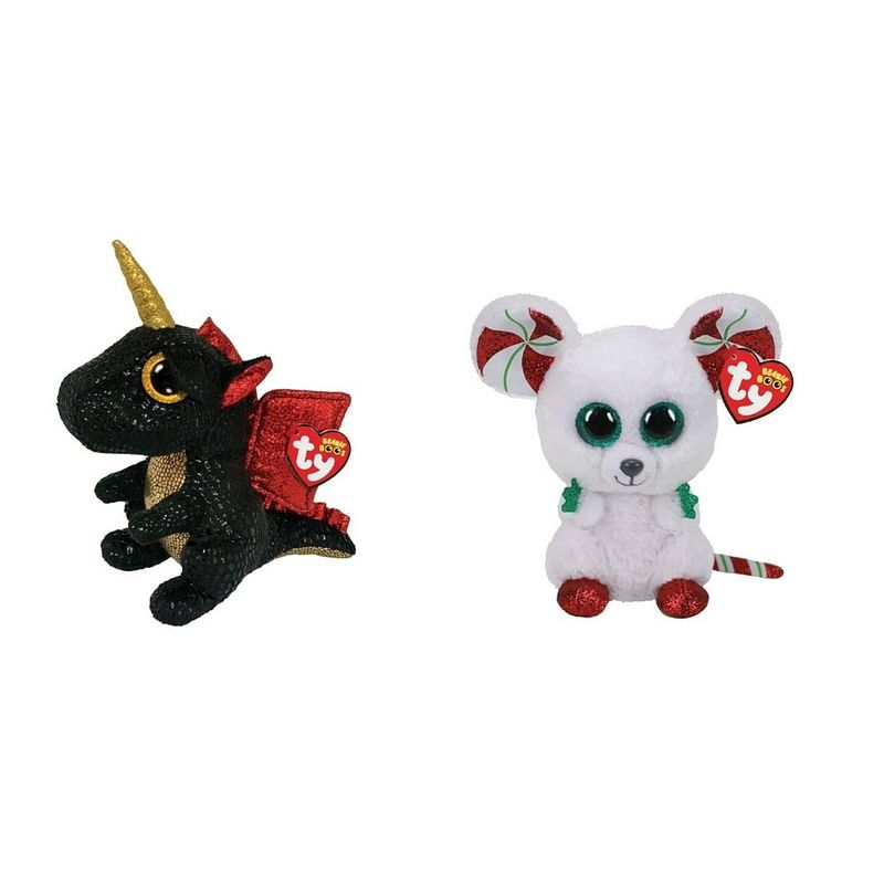 Foto van Ty - knuffel - beanie boo's - grindal dragon & christmas mouse