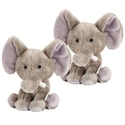 Foto van 2x stuks keel toys pluche olifant knuffel 14 cm - knuffeldier