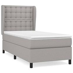 Foto van The living store boxspringbed - middelhard - 80x200 - lichtgrijs bedframe met verstelbaar hoofdbord - pocketvering