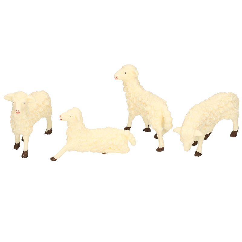 Foto van 4x witte schapen miniatuur beeldjes 7 x 6 cm dierenbeeldjes - beeldjes