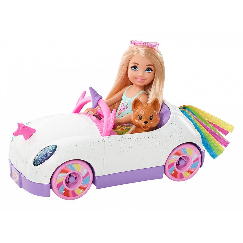Foto van Barbie tienerpop chelsea auto meisjes 15,3 cm wit 4-delig
