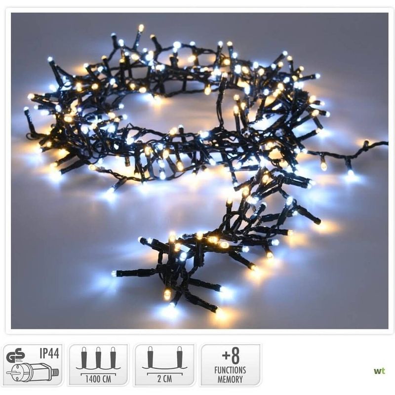 Foto van Kerstverlichting clusterverlichting 560led - 11 meter - wit licht & warm wit licht - 2in1