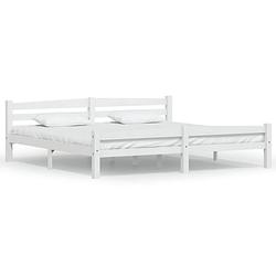 Foto van The living store bedframe - - houten bedframe - 206 x 206 x 66 cm - wit - geschikt voor 200 x 200 cm matras - montage