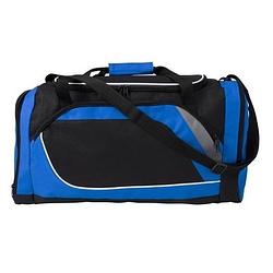 Foto van Blauw met zwarte sporttas/reistas 45 liter - sporttassen - weekendtassen - voetbaltassen
