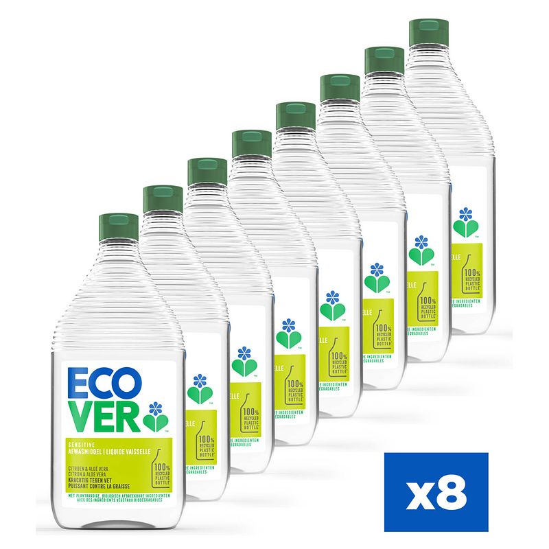 Foto van Ecover - afwasmiddel - citroen & aloë vera - voordeelverpakking 8 x 950 ml