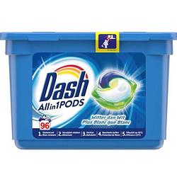 Foto van Dash all in1 wasmiddel pods witter dan wit - 6 x 16 wasbeurten - voordeelverpakking