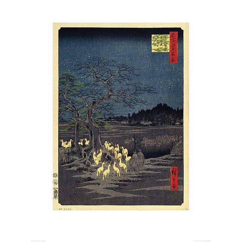 Foto van Pyramid hiroshige fox fires on new years eve at the changing tree in oji kunstdruk 60x80cm