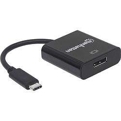 Foto van Manhattan 152020 displayport / usb adapter [1x usb 3.2 gen 2 stekker c (usb 3.1) - 1x displayport bus] zwart kleurcodering, flexibel, folie afscherming, ul