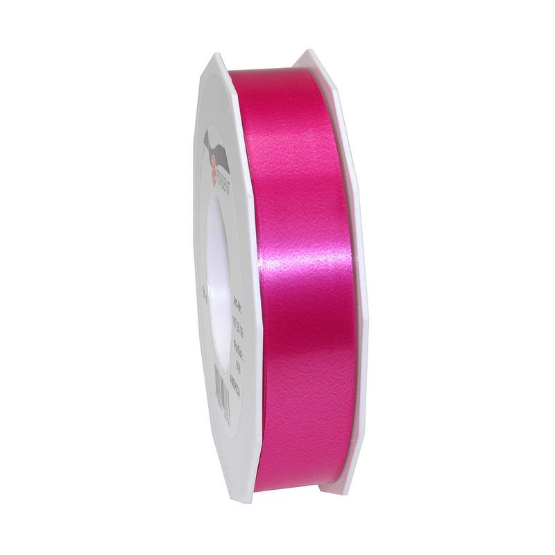 Foto van 1x xl hobby/decoratie fuchsia roze kunststof sierlinten 2,5 cm/25 mm x 91 meter - cadeaulinten