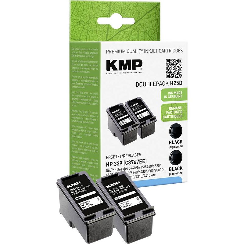 Foto van Kmp inkt vervangt hp 339 compatibel 2-pack zwart h25d 1023,4021