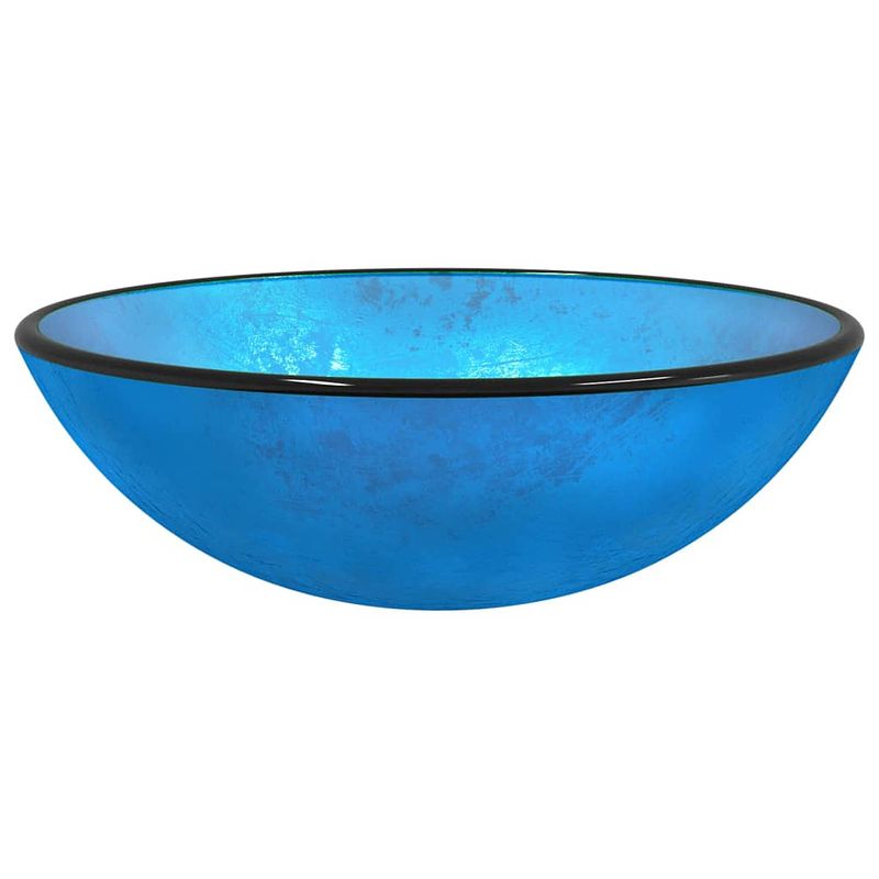 Foto van Vidaxl wasbak 42x14 cm gehard glas blauw