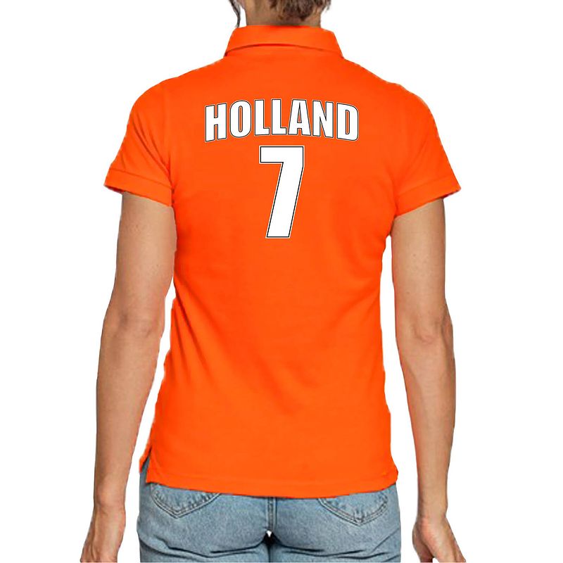 Foto van Holland shirt met rugnummer 7 - nederland fan poloshirt / outfit voor dames xl - feestshirts