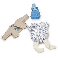 Foto van Berjuan poppenkleding meisjes 38 cm pe blauw/beige