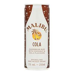 Foto van Malibu cola caribbean rum with coconut & cola flavours 250ml bij jumbo