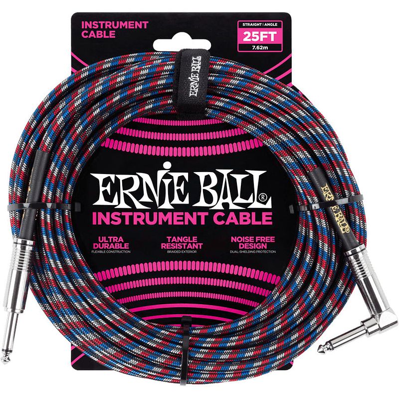 Foto van Ernie ball 6063 braided instrument cable, 7.5 meter, 4 kleuren