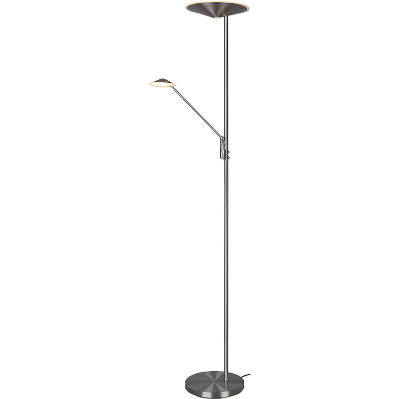 Foto van Led vloerlamp - trion bravo - 36.5w - aanpasbare kleur - dimbaar - rond - mat nikkel - aluminium