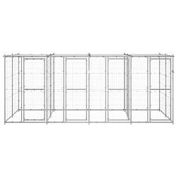 Foto van The living store hondenkennel - gegalvaniseerd staal - 440 x 220 x 180 cm - met dak en deuren - zilver