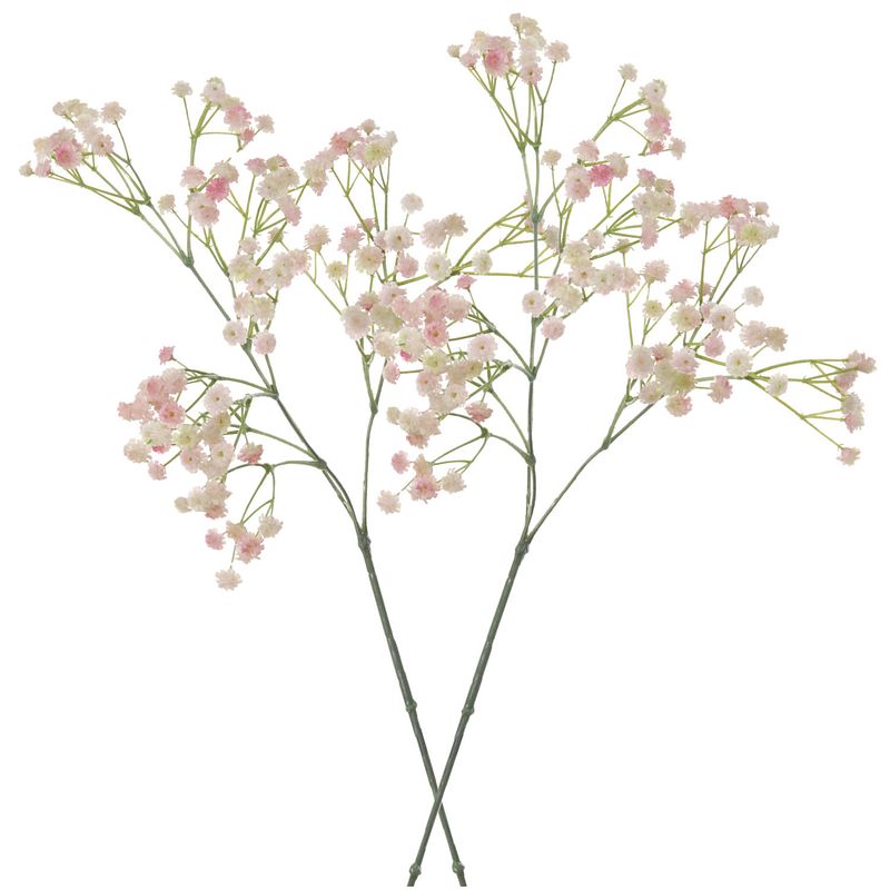 Foto van 2x stuks kunstbloemen gipskruid/gypsophila takken roze 60 cm - kunstbloemen