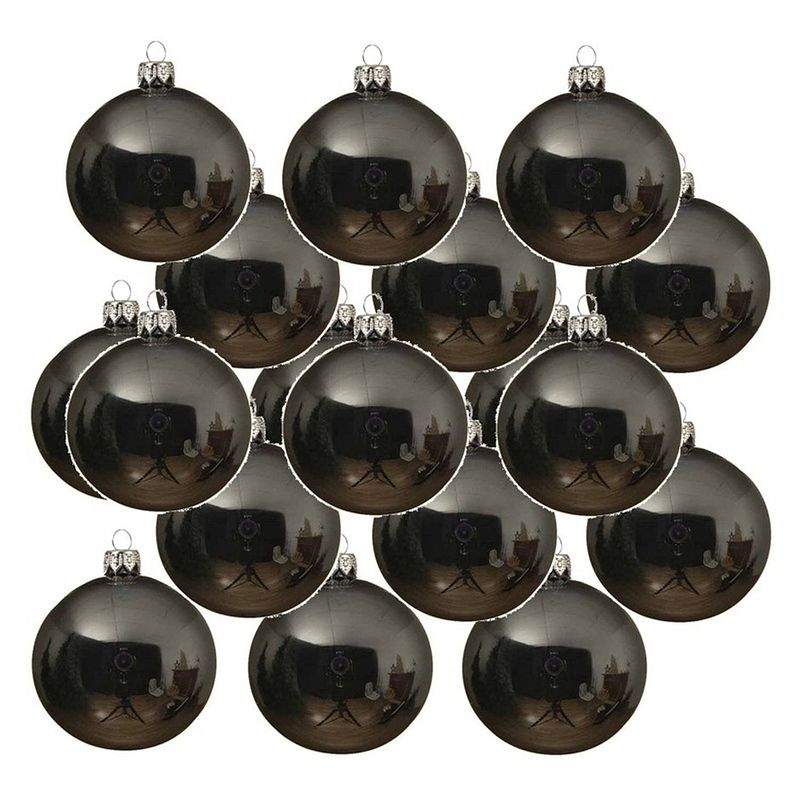 Foto van 24x glazen kerstballen glans grijsblauw 6 cm kerstboom versiering/decoratie - kerstbal