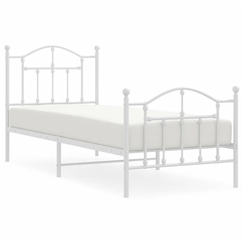 Foto van Vidaxl bedframe met hoofd- en voeteneinde metaal wit 80x200 cm