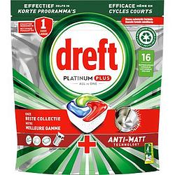 Foto van Dreft platinum plus all in one vaatwascapsules cool blue, 16 capsules bij jumbo