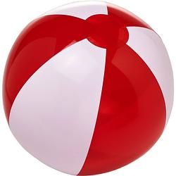 Foto van 1x opblaasbare strandballen rood/wit 30 cm - buitenspeelgoed waterspeelgoed opblaasbaar