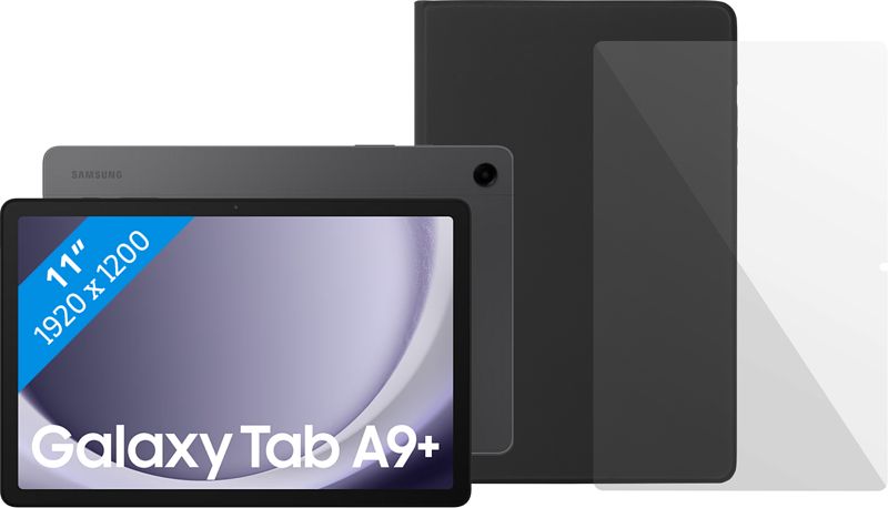 Foto van Samsung galaxy tab a9 plus 11 inch 64gb wifi en 5g grijs + beschermpakket