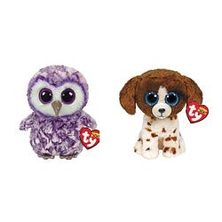 Foto van Ty - knuffel - beanie boo's - moonlight owl & muddles dog