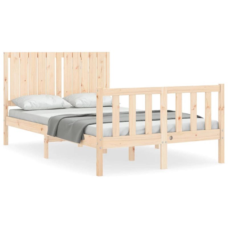 Foto van The living store bedframe massief grenenhout - 195.5x125.5x100 cm - multiplex lattenbodem