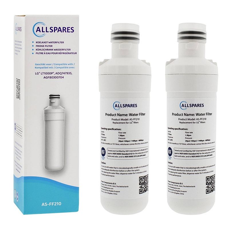 Foto van Allspares waterfilter (2x) voor koelkast geschikt voor lg lt1000p / agf80300704 / adq74793501