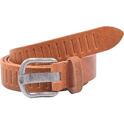 Foto van Riem - riemen - streepjes - cognac - 3 cm - unisex - 100% leren - leder - riem maat 105