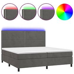 Foto van The living store boxspring bed - fluweel - led - pocketvering - topmatras - donkergrijs - 203 x 200 x 118/128 cm